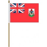 Bermuda Small 4 X 6 Inch Mini Country Stick Flag Banner with 10 Inch Plastic Pole Great Quality Polyester